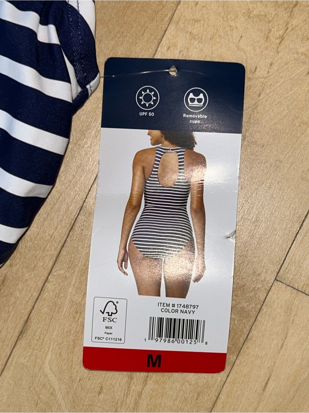 Lands' End Women’s One Piece Horizontal Stripe Swimsuit Navy/White Medium NWT - Picture 6 of 14